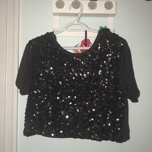 Black/Dark Gray Sequin Hollister Crop Top